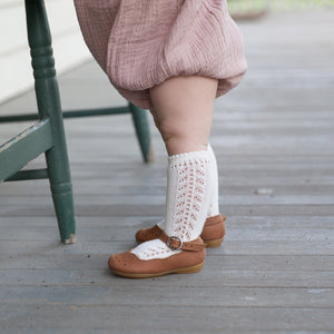 Crochet Knee Socks, Cream