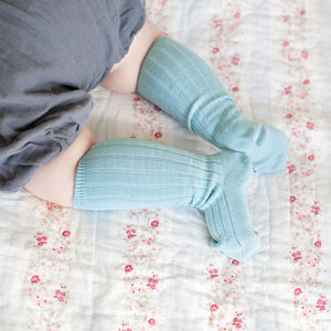 Ribbed Knee Socks, Ice Blue