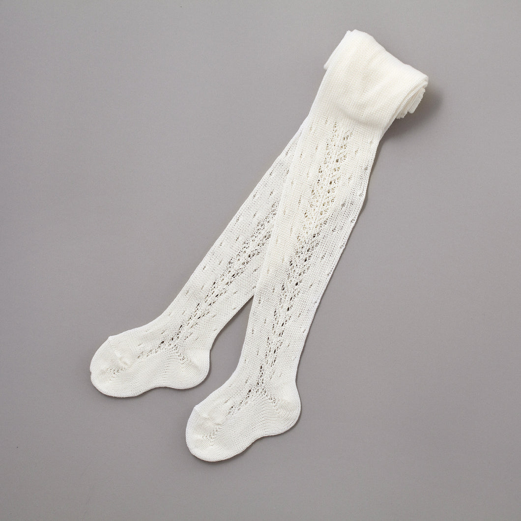 Perle Crochet Tights, Ivory