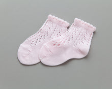 Crochet Ankle Socks, Pale Pink
