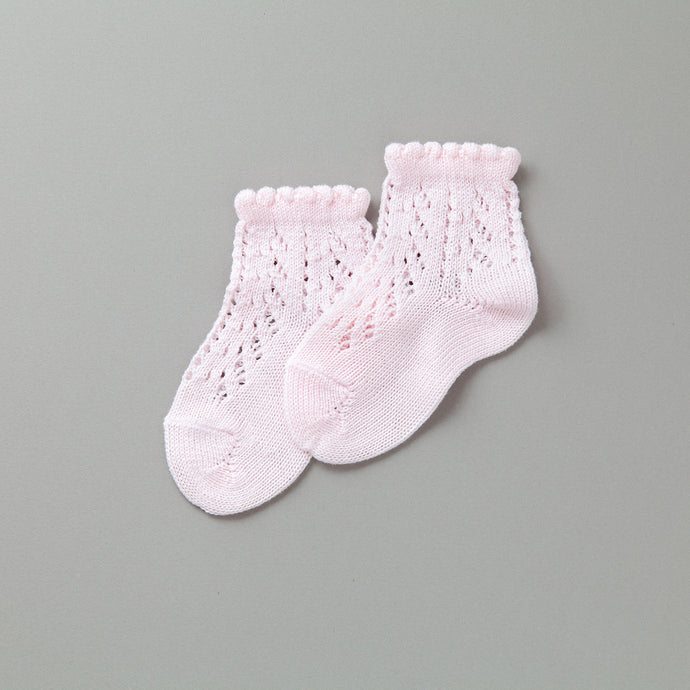 Crochet Ankle Socks, Pale Pink