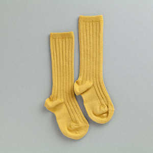Ribbed Knee Socks, Mustard