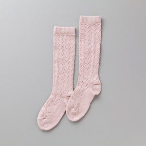 Warm Crochet Knee Socks, Dusty Rose