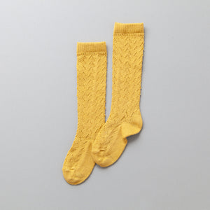 Warm Crochet Knee Socks, Mustard