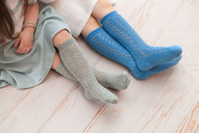 Crochet Folklore Knee Socks, Maya Blue