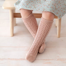 Crochet Folklore Knee Socks, Vintage Rose