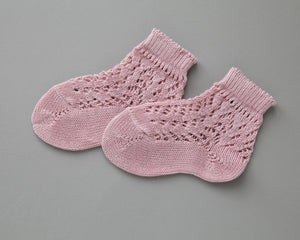 Crochet Ankle Socks, Petal Pink