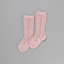 Shimmer Crochet Knee Socks, Champagne Rose