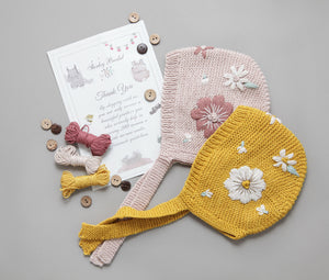 Flora Embroidered Bonnet, Mustard