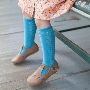 Crochet Knee Socks, Azure