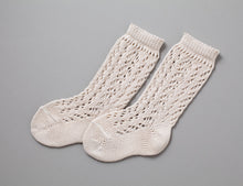 Crochet Folklore Knee Socks, Linen