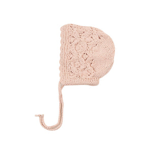 Scalloped Crochet Bonnet, Pale Rose